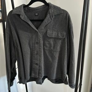 Cropped button up from Uniqlo. Grey in color